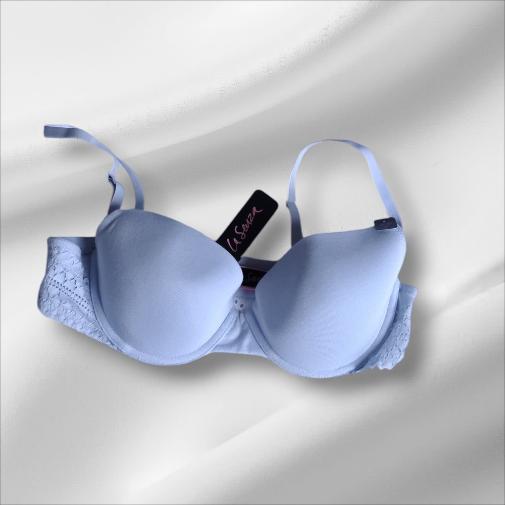 La SENZA Pale Blue Padded Lace-Trim Bra NWT